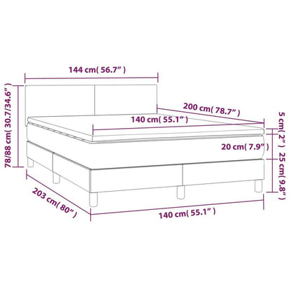 Boxspringbed – Boxspring – Bedden – Slaapbank – Bedframe – Lichtgrijs Fluwelen Bekleding – Stevig Hardhouten Frame – Brandwerende Onderlaag – 140x200 cm – Eenvoudige Montage