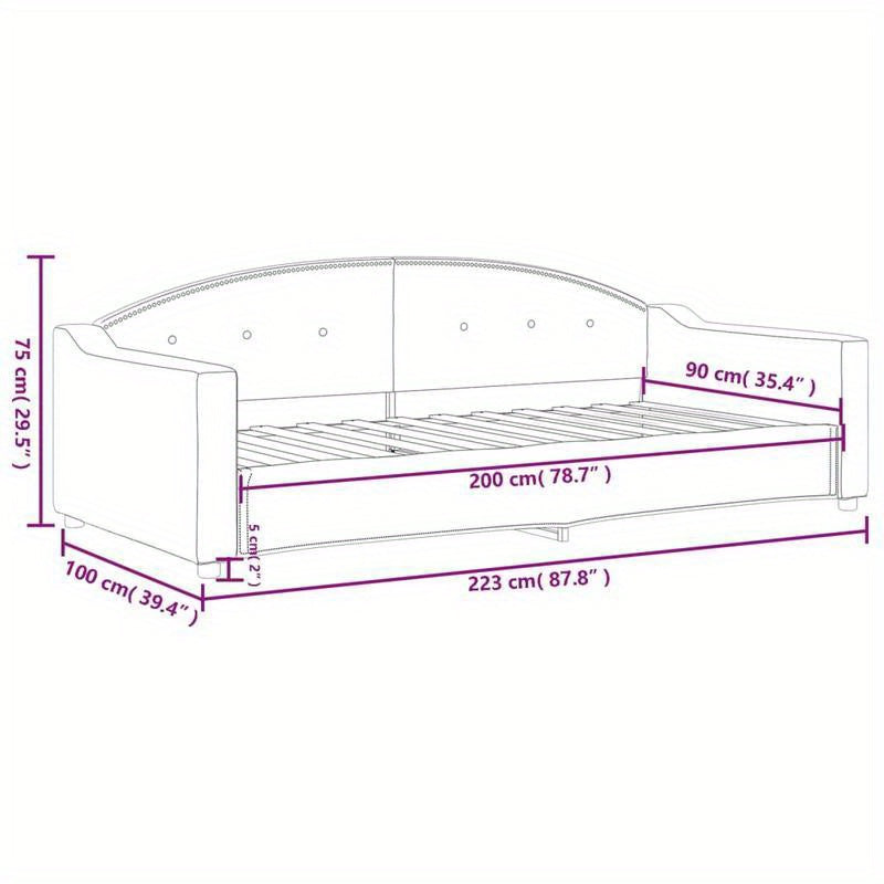 Slaapbank – Bedbank – Sofa Bed – Klikbed – Uitklapbank – Donkergrijs – Compact 90x200 cm – Stevig Houten Frame