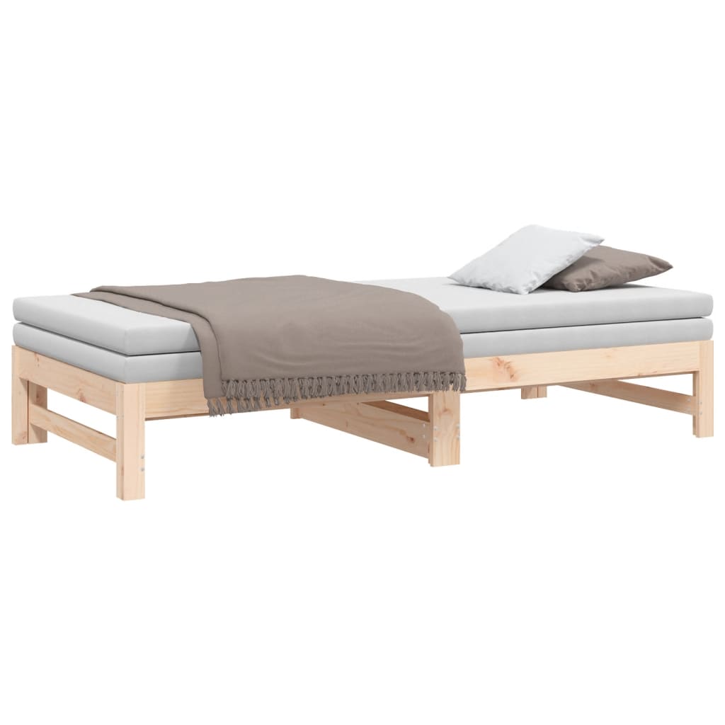 Bedbank – Slaapbank – Logeerbed – Bedbank Met Lade – Bedbank Voor Kleine Ruimte – Massief Dennenhout – Lattenbodem – 205,5x158x30 cm
