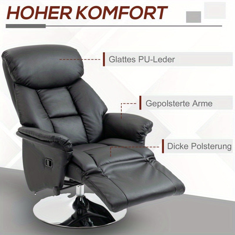 Relaxfauteuil – Recliner Stoel – Tv Stoel – Verstelbare Stoel – Relaxstoel – Handmatig Verstelbaar – Zwart Kunstleer – Max 150kg