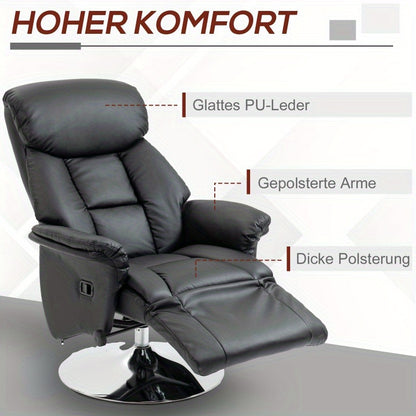 Relaxfauteuil – Recliner Stoel – Tv Stoel – Verstelbare Stoel – Relaxstoel – Handmatig Verstelbaar – Zwart Kunstleer – Max 150kg