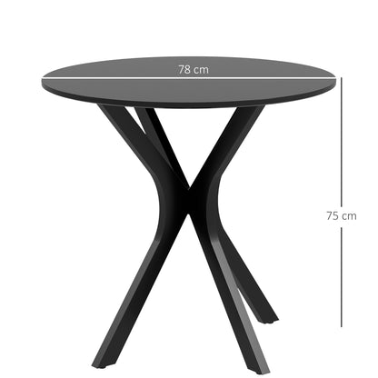 Eettafel – Rondetafel – Keukentafel – Koffietafel – Tafel – Compact 78 cm – Modern Design – Zwart Gelakt MDF – Stabiel Gepoedercoat Stalen Onderstel