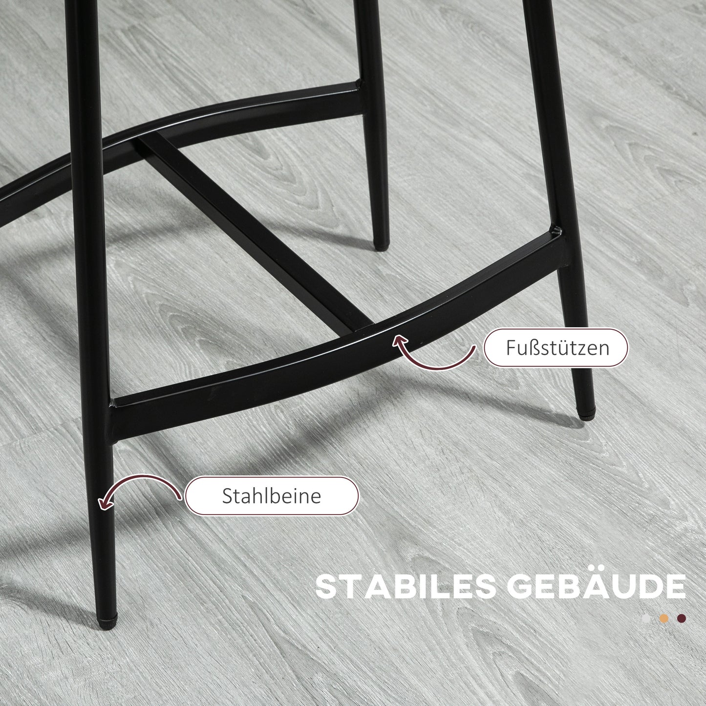 Barstoel – Barkruk – Keukenstoel – Barkruk – Zitkruk – Gestoffeerde Zitting – Stalen Frame – 120 Kg Belastbaar – Grijs – Set van 2