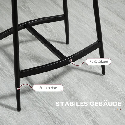 Barstoel – Barkruk – Keukenstoel – Barkruk – Zitkruk – Gestoffeerde Zitting – Stalen Frame – 120 Kg Belastbaar – Grijs – Set van 2