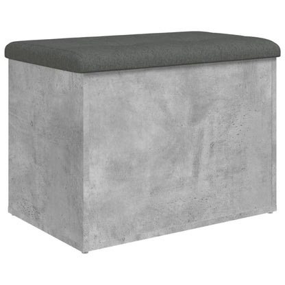 Bankje Met Opbergruimte – Zitbank – Opbergbank – Zitkist – Schoenenbank – Beton Grijs – Hout – Compact 62x42x45 cm – Multifunctioneel Voor Hal Slaapkamer Woonkamer