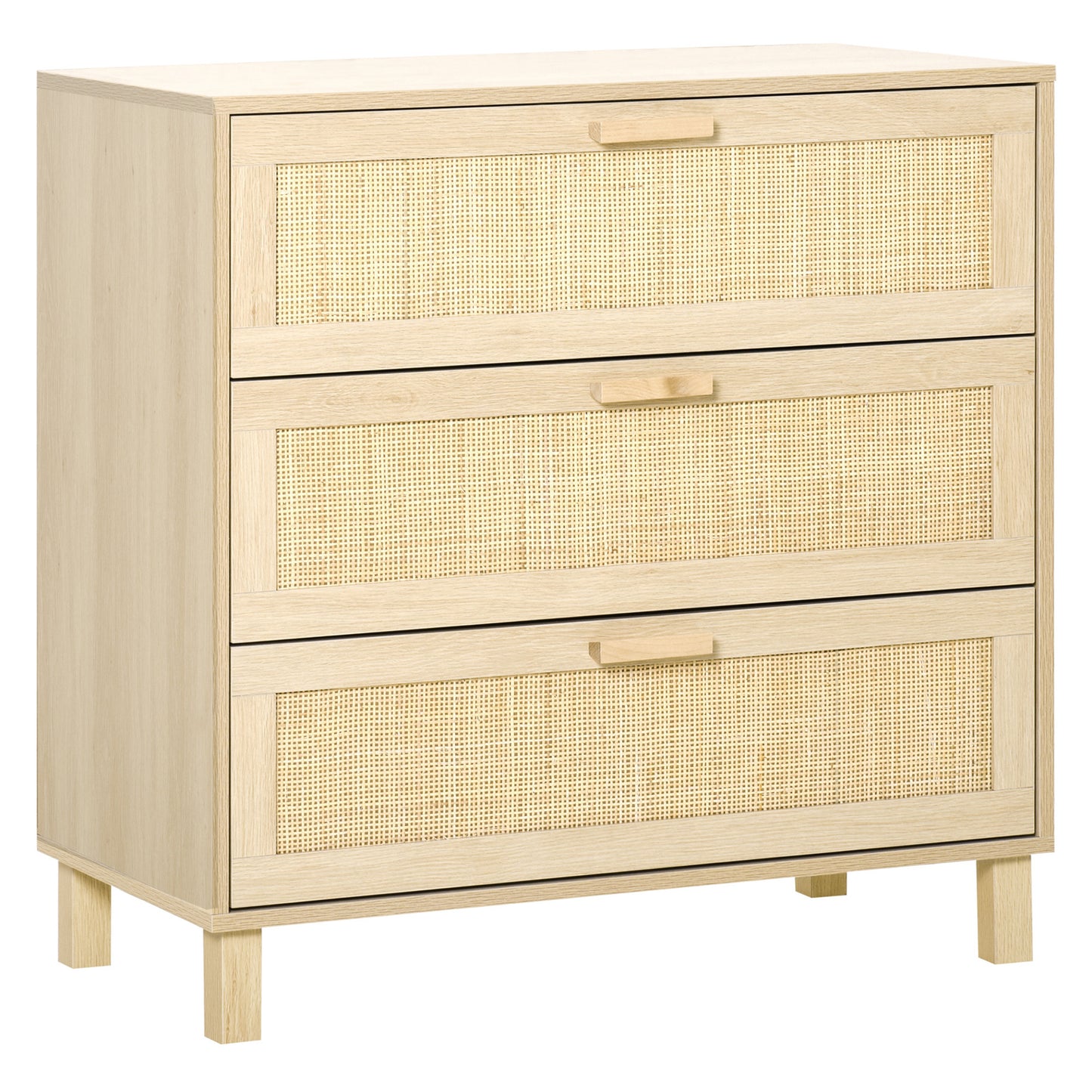 Commode – Ladekast – Dressoir – Opbergkast – Kast – 3 Ruime Lades – MDF Licht Houtdecor 80x40x80 cm