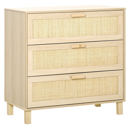 Commode – Ladekast – Dressoir – Opbergkast – Kast – 3 Ruime Lades – MDF Licht Houtdecor 80x40x80 cm