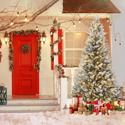 Kerstboom – Kunstkerstboom – Nepkerstboom – Decoratieboom – Winterboom – 225 cm Hoog – Met Ingebouwde LED Verlichting