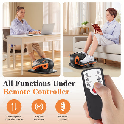 Elliptische Fiets Onder Bureau – Mini Stepper – Pedal Exerciser – Fietsapparaat – Been Trainer – Compact Ontwerp – Elektrisch Met 12 Snelheidsniveaus – Stil Magnetisch Weerstandssysteem – Oranje Variant