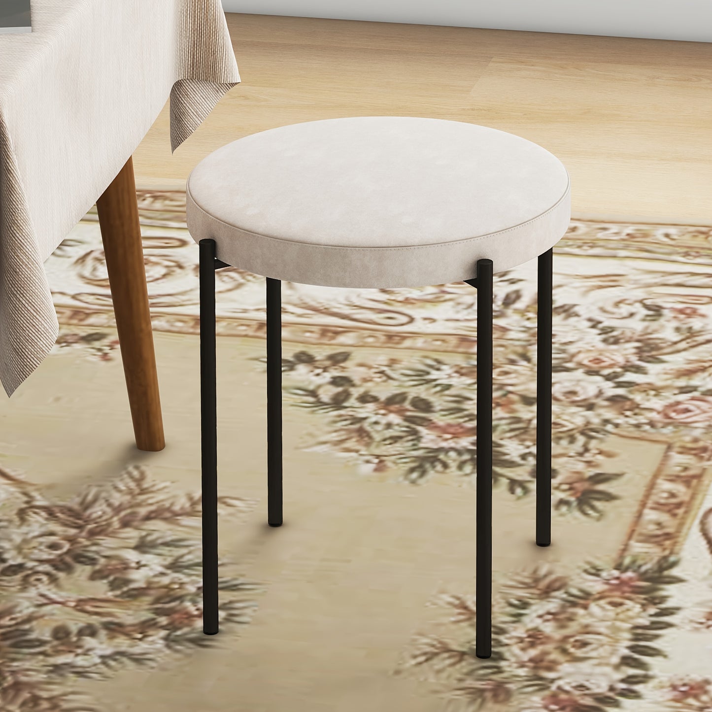 Eetkamerstoelen – Stapelbare Stoelen – Keukenstoelen – Krukken – Zitmeubilair – Set Van 4 Beige – Ruimtebesparend Ontwerp – Stevig Metalen Frame