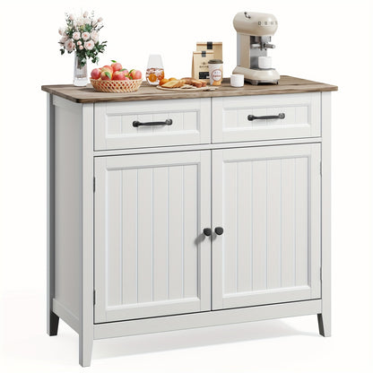 Dressoir – Buffetkast – Opbergkast – Keukenkast – Sideboard – Ruim Met Lade En Verstelbare Plank – Hardhouten Grijs