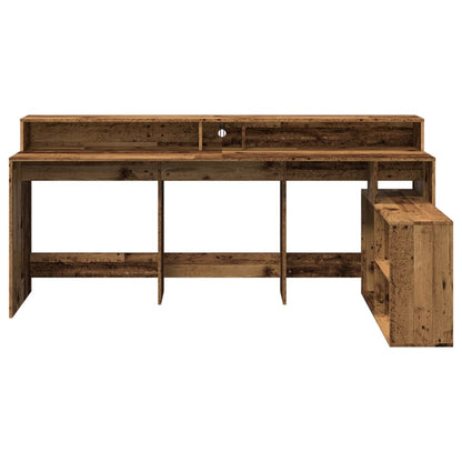 Laptoptablet – Bureau – Werkplek – Laptoptafel – Schrijftafel – Oud Hout – Verstelbare RGB LED-Verlichting