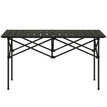 Tuinpicknicktafel – Picknicktafel – Campingtafel – Balkontafel – Inklapbare Tuintafel – Lichtgewicht Aluminium X-Frame – Rollend Kunststof Tafelblad 95x55 cm