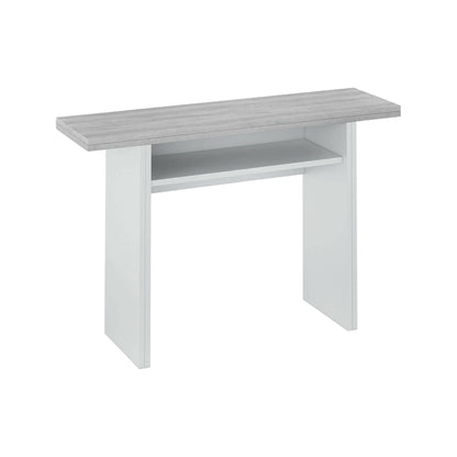 Arila Extendable Table, Book-Style Opening with Extendable Top, Foldable Side Console Table, 120x35x77 cm, White and Cement