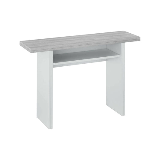 Arila Extendable Table, Book-Style Opening with Extendable Top, Foldable Side Console Table, 120x35x77 cm, White and Cement