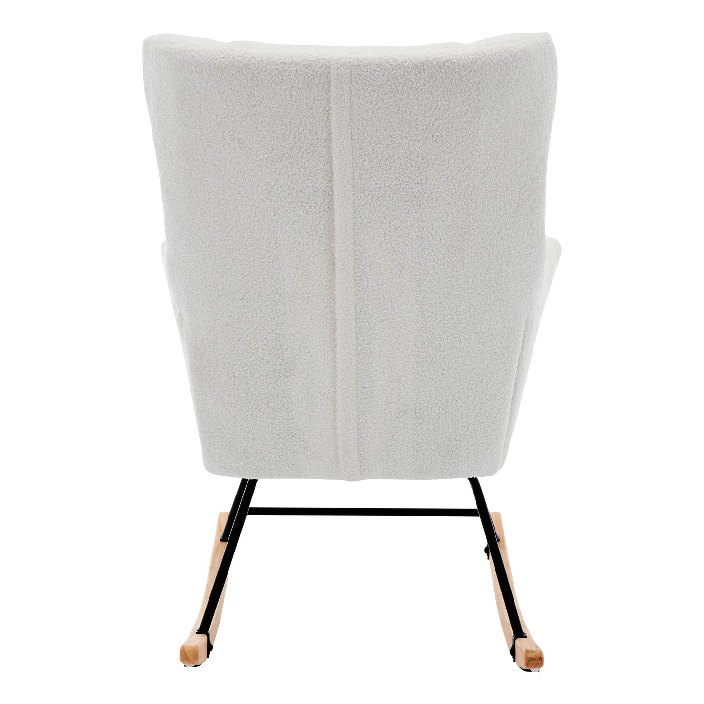 Schommelstoel – Schommelstoel Met Voetenbank – Relaxstoel – Fauteuil – Lounge Stoel – Ergonomisch Ontwerp – Zachte Teddy Bekleding – Wit – 30° Schommelbeweging – Afneembaar Kussen