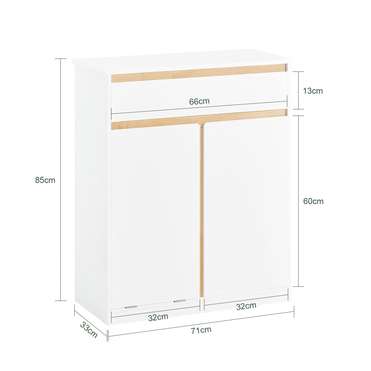 Wasmandkast – Wasmand – Wasbox – Wassorteerder – Waszak – Opvouwbare Waszak – MDF & Rubberhout – Compact 71x85x33 cm
