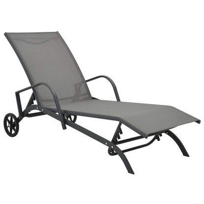 Loungebed – Ligbed – Relaxbed – Tuinbed – Stalen Frame – Verstelbare Rugleuning – Met Wieltjes