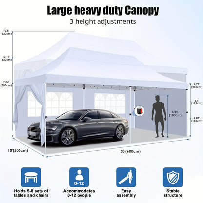 Pop-up Tent – Partytent – Vouwtent – Evenemententent – Paviljoen – 3x6 Meter – 6 Afneembare Zijwanden