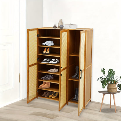 Schoenenkast Modern – Schoenopberger – Schoenrek – Schoenmeubel – Schoenhouder – Houten Kleur Variant – 3 Deuren Met 9 Planken – Ruimtebesparend & Draagkracht 20 kg Per Plank