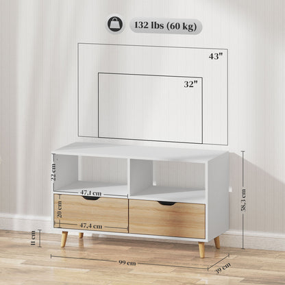 Tv-kast – Tv-meubel – Tv-dressoir – Mediameubel – Wandmeubel – Wit Hout – Compact Formaat – Veel Opbergruimte