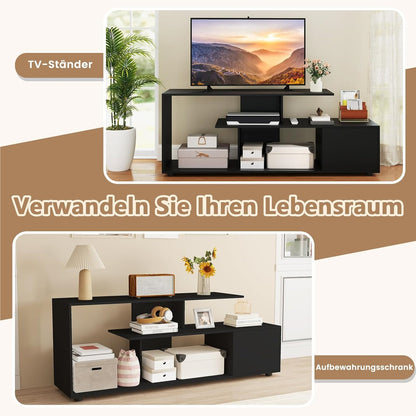 TV-kast – TV-meubel – Lowboard – Tv-dressoir – Tv-meubel zwart – Asymmetrisch ontwerp – Stevige constructie tot 55 inch