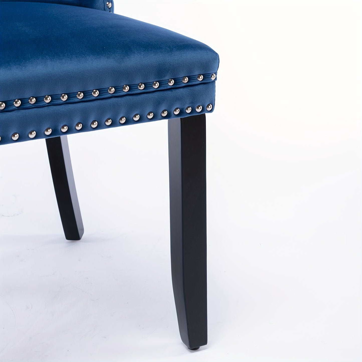 Set of 2 Modern Luxury Tufted Blue Velvet Dining Chairs with Solid Wood Legs & Nailhead Trim - Plush Upholstered Seats, Sturdy Legs, Easy-Clean Fabric, Rich Blue Tones for Elegant Dining Room, Living Room, or Office - Solid W