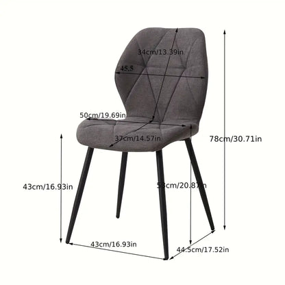 Eetkamerstoelen Set – Stoelen – Designstoelen – Linnen Stoelen – Zitmeubels – Donkergrijs – Ergonomische Rugleuning – Verstelbare Voetdoppen