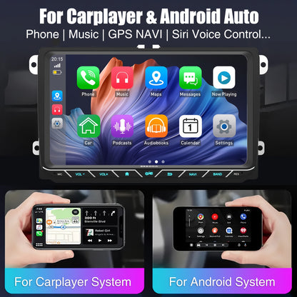 Autoradio Volkswagen – Multimedia Systeem – Car Stereo – Navigatie Systeem – Auto Radio – 9 Inch HD Touchscreen – Dual Wireless CarPlay & GPS Navigatie – Met Camera Variant