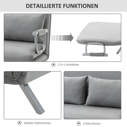 2-Zits Slaapbank – Tweezitsbank – Slaapbankje – Logeerbed – Zetel – Lichtgrijs – Inclusief 2 Kussens – Compact & Duurzaam
