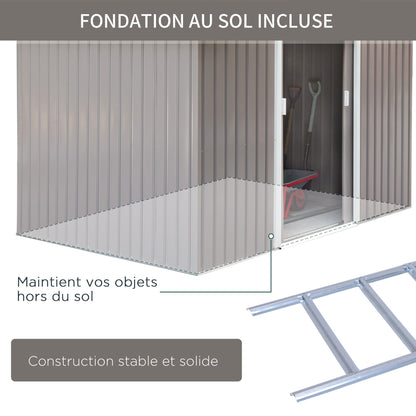 Outsunny Garden Shed 4.9m, Garden Cabin, Garden Storage, Dimensions 2.77L x 1.95W x 1.92H m, Sliding Door, Ventilation, Steel Sheet, Gray