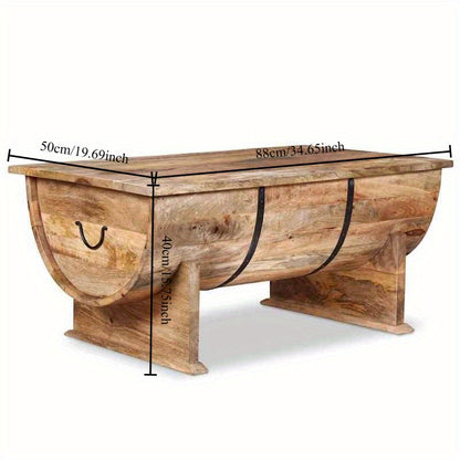 Salontafel – Houten Tafel – Koffietafel – Theetafel – Loungetafel – Massief Mangohout – 88x50x40 cm – Opbergruimte – Rustiek Design