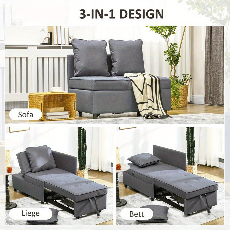 Multifunctionele Slaapstoel – Slaapbank – Slaapfauteuil – Zetelbed – Opklapbare Fauteuil – Ruimtebesparend Ontwerp – Comfortabele Foam Bekleding – Donkergrijs