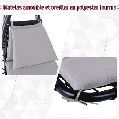 Hangstoel – Schommelstoel – Zitzak – Loungestoel – Zonnehangstoel – Modern Grijs – Verstelbare Zonneklep – Epoxy Stalen Frame