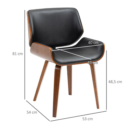 Eetkamerstoel – Vintage Stoel – Kuipstoel – Houten Stoel – Kunstleren Stoel – Set Van 2 – Comfortabele Foamzitting – Stevig Houten Frame