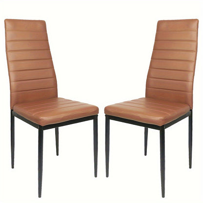 Eetkamerstoel – Stoel – Keukenstoel – Armstoel – Diningset – Set Van 2 – Kunstleer Bekleed – Metalen Frame – Hoge Rugleuning – Zithoogte 45 cm