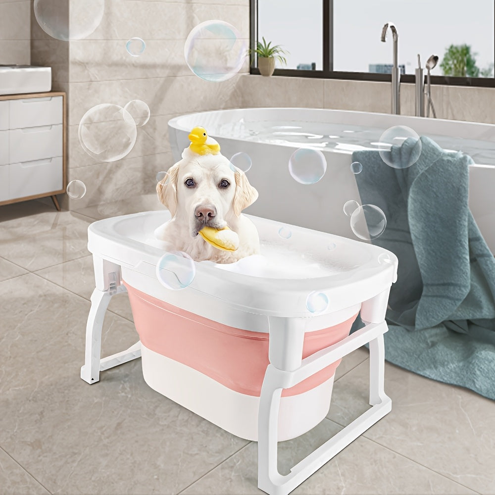 Foldable Dog Bathtub 51x75x43cm | Portable Pet Grooming Tub with Drain Plug, No Assembly Required, Space-Saving Design | Suitable for Home, Travel, Small Spaces