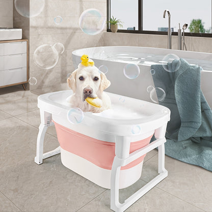Foldable Dog Bathtub 51x75x43cm | Portable Pet Grooming Tub with Drain Plug, No Assembly Required, Space-Saving Design | Suitable for Home, Travel, Small Spaces