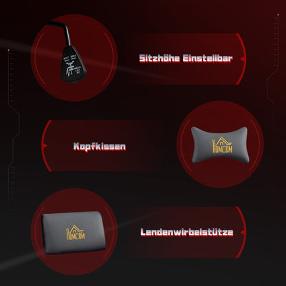Gamingstoel – Gamestoel – Bureaustoel – Gaming Chair – Ergonomische Stoel – 3D Verstelbare Armleuningen – Verstelbare Lendensteun – 360° Draaibaar – Donkergrijs
