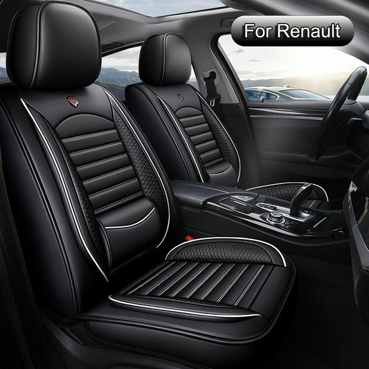 Universal Car Seat Covers Set of 5, for Renault Clio, Captur, Megane, Kadjar, Austral, Arkana, Symbioz, Waterproof PU Leather Car Seat Covers, Front and Rear Seat Protectors, Adjustable Car Seat Protectors