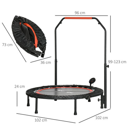 Mini Trampoline – Fitness Trampoline – Rebounder – Bounce Trainer – Workout Trampoline – 102 cm – 4-voudig Verstelbare Handgrepen – Maximale Belastbaarheid 100 kg