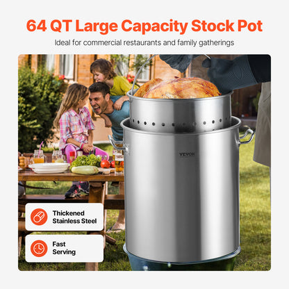 Grote RVS Kookpan – Soeppan – Stoofpan – Braadpan – Steelpan – 60,5 Liter – Roestvrij Staal – Snelle Warmteverdeling