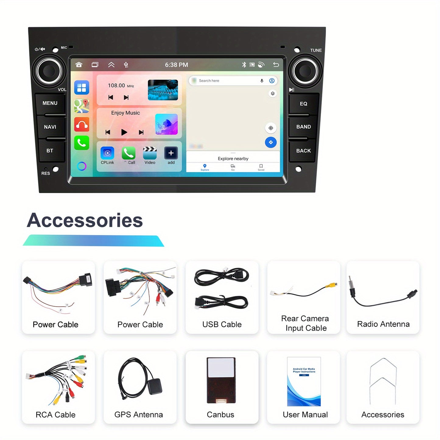 Autoradio – Car Radio – 2 DIN Radio – Multimedia Systeem – DAB+ Radio – 7 Inch Touchscreen – Android 15 OS – Bluetooth 5.0 & GPS Navigatie