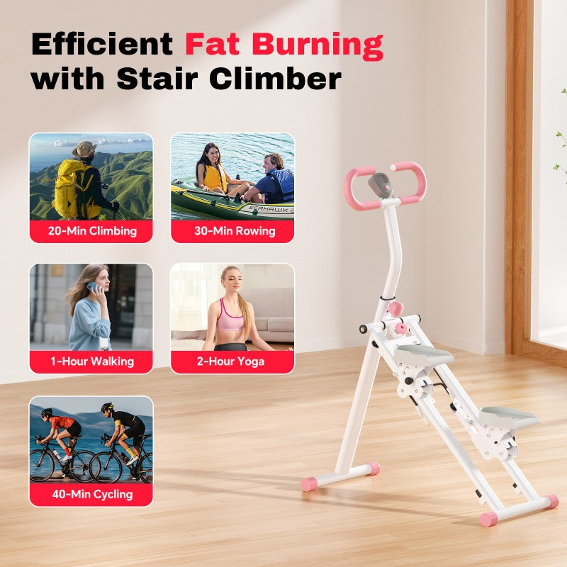 Stepper – Stepapparaat – Fitness Stepper – Home Trainer – Aerobic Stepper – Verticale Klimfunctie – Verstelbare Handgrepen & Pedalen – Draagvermogen Tot 136 kg – Roestvrij Stalen Frame