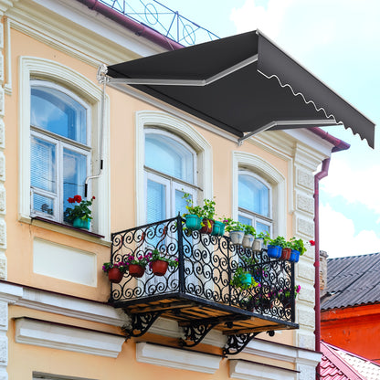 Manual Articulated Arm Awning Awning with Crank, Sun Awning Sun Protection Balcony Awning Patio Awning Clamp Awning for Balcony And Veranda Dark Gray