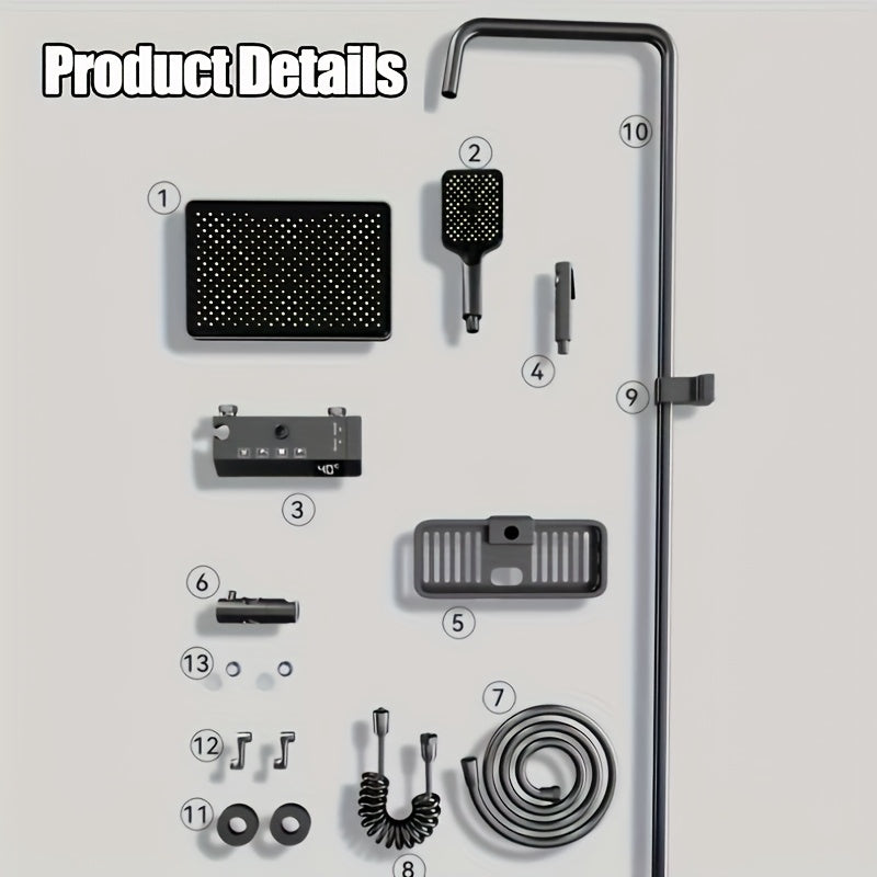 Gunmetal Grijze Douche Set – Regendouche – Handdouche – Badkranen – Douchekraan – 8 Inch Regendouchekop – 4-Function Badkraaanset – Messing Mengkraan – Wandmontage – Inclusief Doucheverlichting