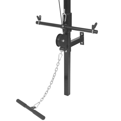 Power Tower – Krachtstation – Fitnessstation – Trainingsrek – Muurbevestiging – Compact Stalen Frame – Compleet Gewichtenset 30,5 kg – Antislip Handgrepen