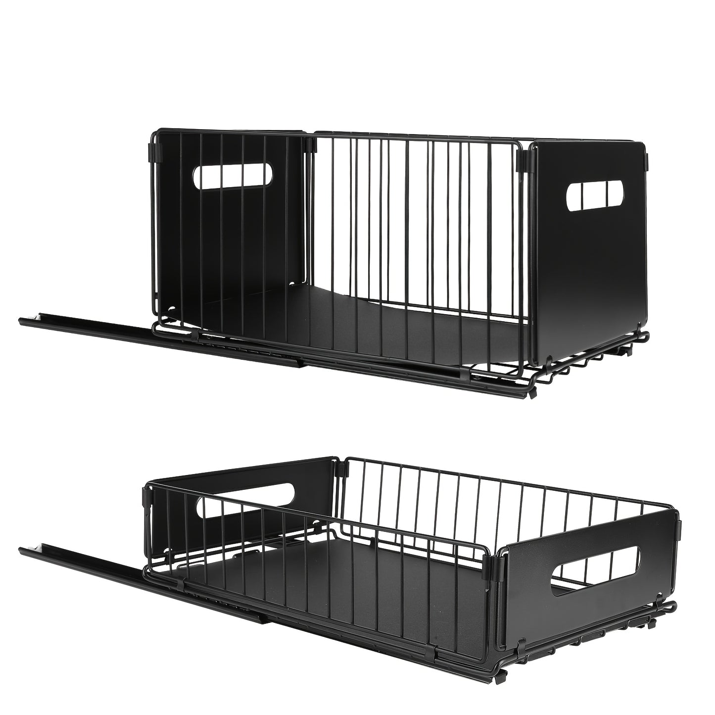 Keukenkast Organizer – Gootsteenkast Organizer – Kast Organizer – Kitchen Organizer – Lade Organizer – Metalen 2-delige Set – Ruimtebesparend Uitschuifbaar – 38x25x18 cm – Stevig Metaal – Modern Design