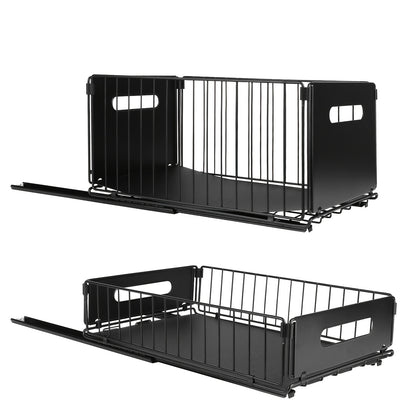 Keukenkast Organizer – Gootsteenkast Organizer – Kast Organizer – Kitchen Organizer – Lade Organizer – Metalen 2-delige Set – Ruimtebesparend Uitschuifbaar – 38x25x18 cm – Stevig Metaal – Modern Design