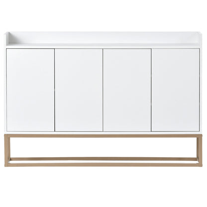 Dressoir – Kast – Sideboard – Buffetkast – Opbergkast – Wit 120x30x80 cm – Metalen Poot – Verstelbare Legplanken